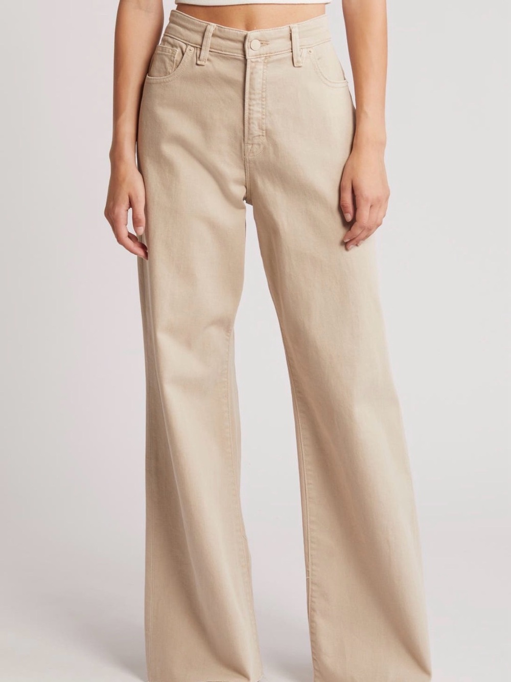 Good American Beige Wide Leg High-Rise Jeans
